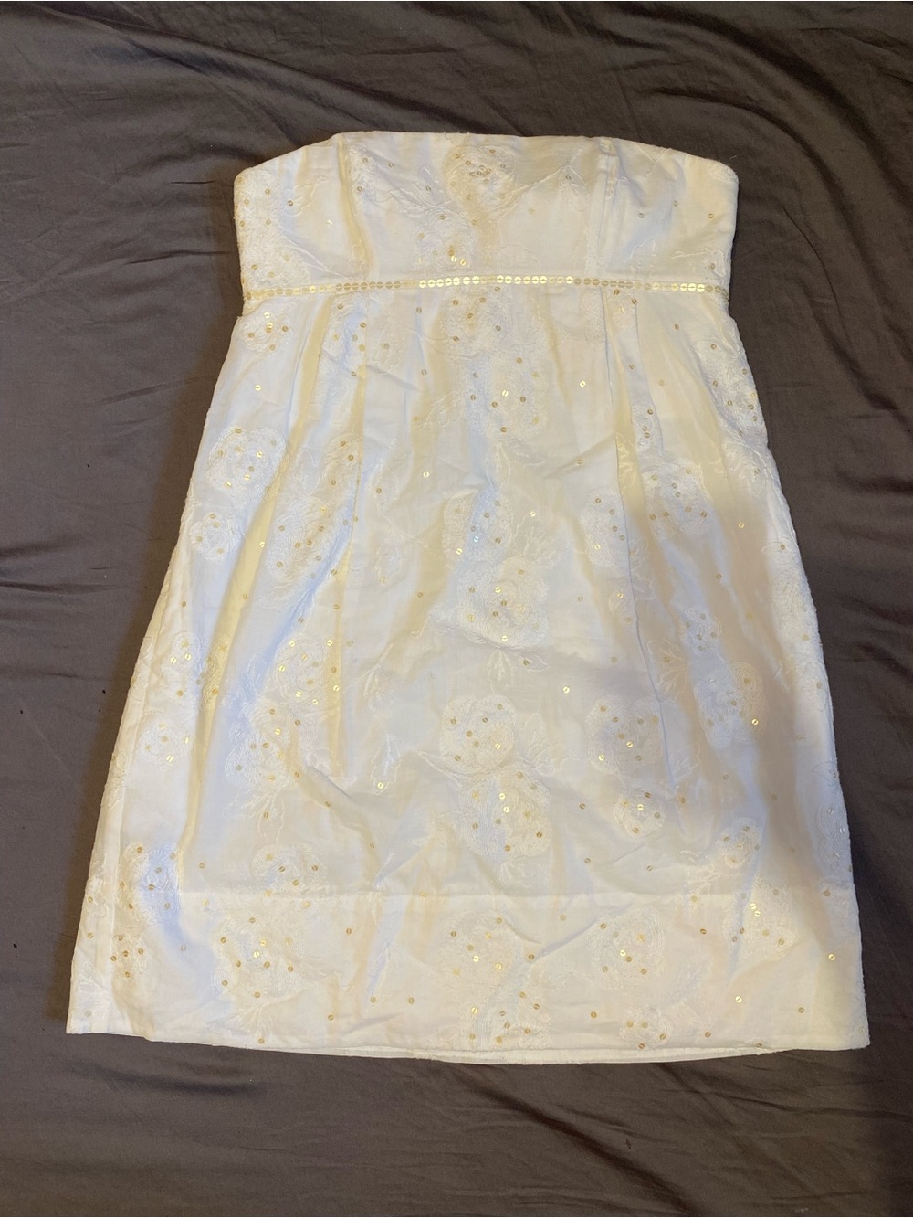 BCBGMAXAZRIA white strapless eyelet sequin mini dress, size 4